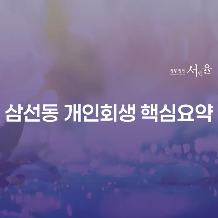 삼선동 개인회생 핵심요약